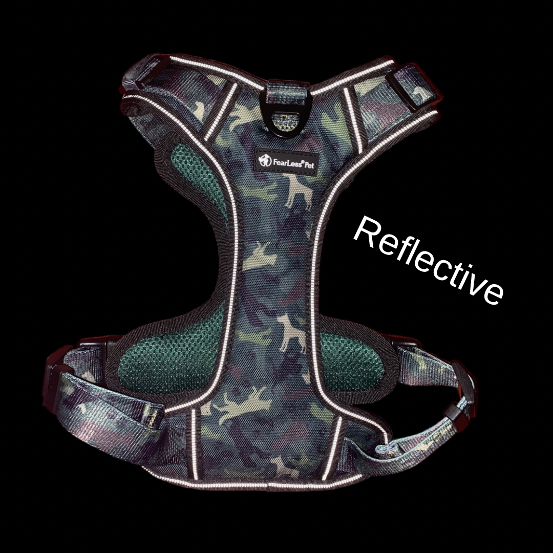 No Pull No Escape Heavy Duty Dog Harness by FearLess Pet - Green Camouflage