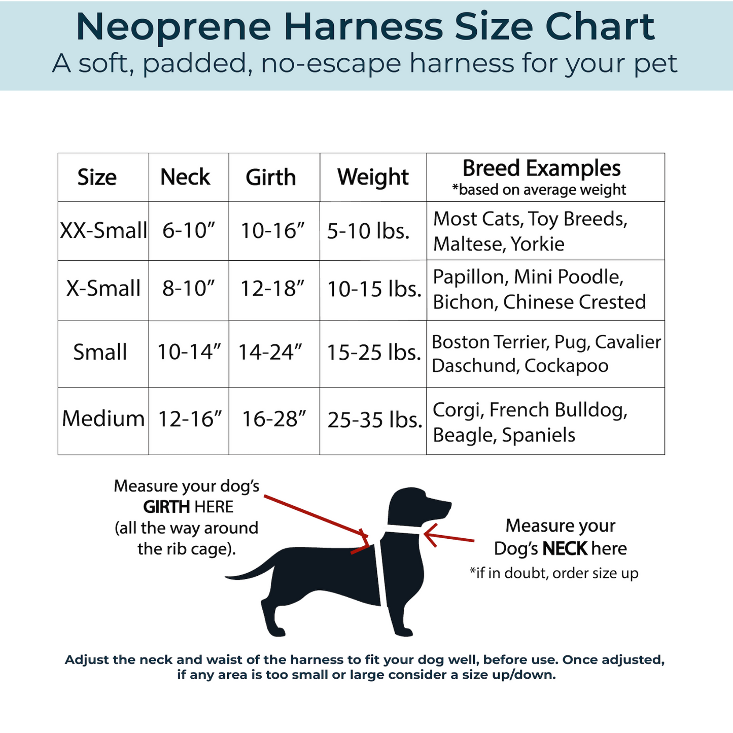 a size chart for toy teacup small and medium dogs harness small escape proof dog harness size chart from fearless pet