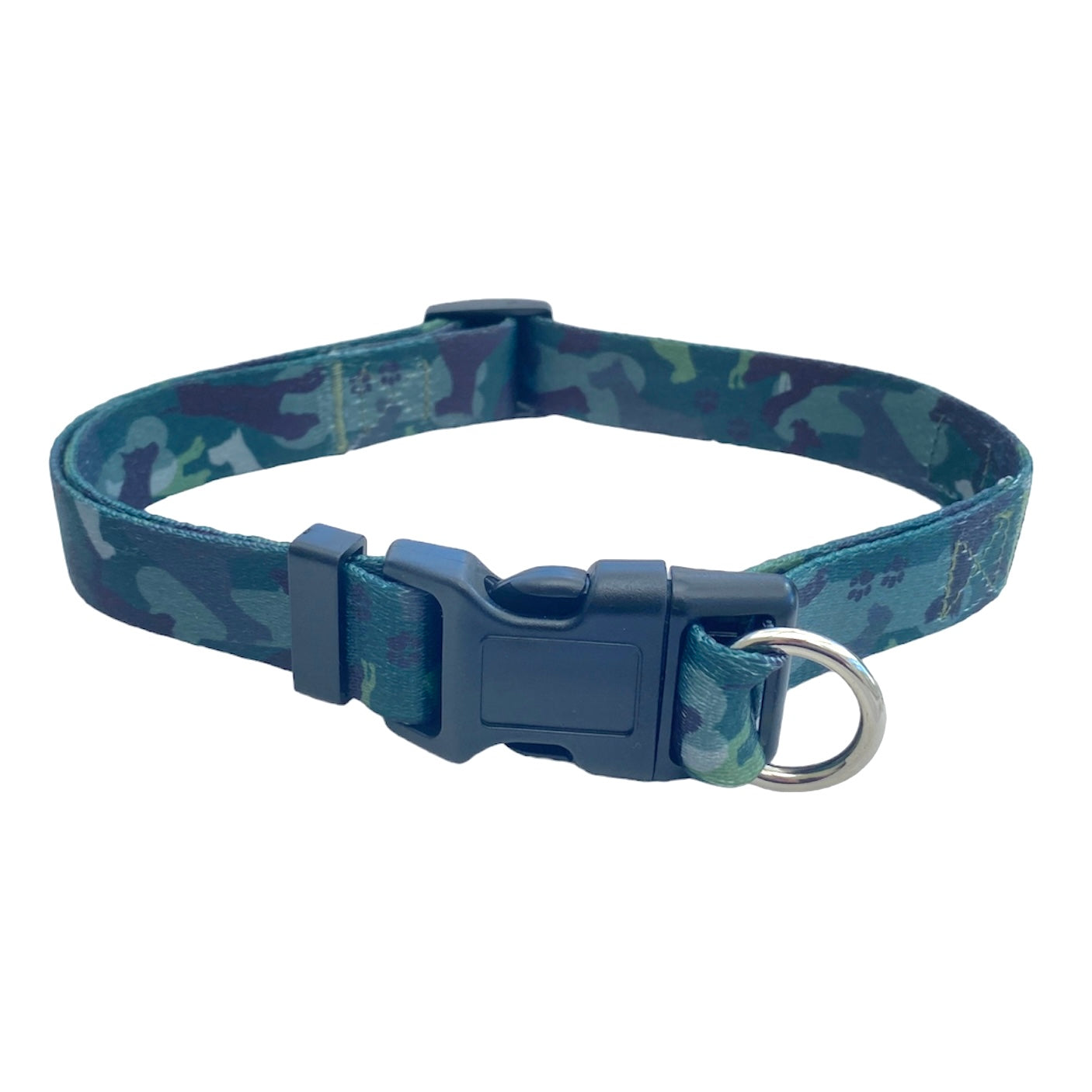 a photo of a green camouflage dog collar by fearless pet on a white background