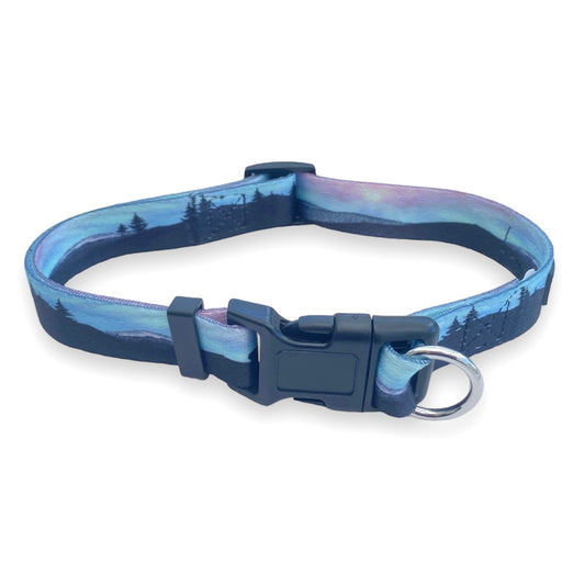 a photo of a northern lights dog collar from fearless pet