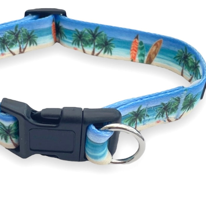 a side view of the safe cinch collar in beach please by fearless pet
